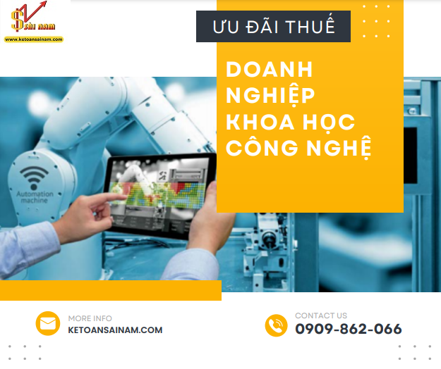 ƯU ĐÃI THUẾ DOANH NGHIỆP KHOA HỌC CÔNG NGHỆ